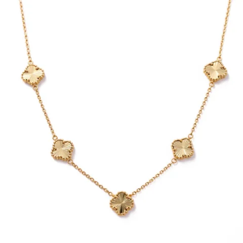 14K Yellow Gold Five Clovers Women's Necklace / Size: 18" 11mm / Weight: 11.6 GR / DONK4CLV-7