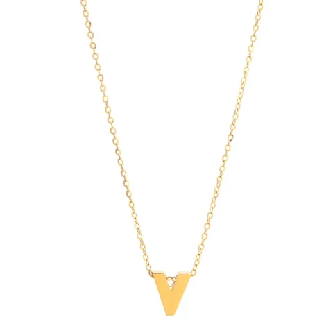 14K Yellow Gold Initial V Necklaces / Size: 18" / INIT.A