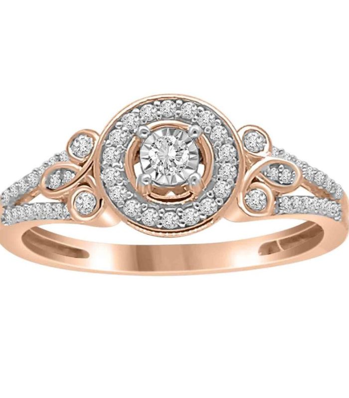 LADIES RING 0.25CT ROUND DIAMOND 10K ROSE GOLD SIZE 7