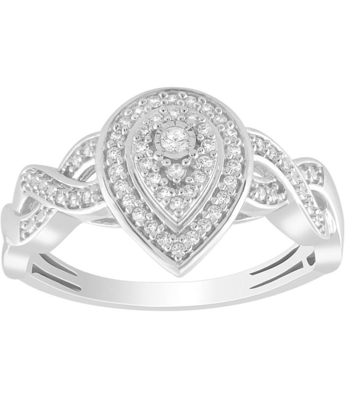 LADIES RING 0.15CT ROUND DIAMOND 10K WHITE GOLD SIZE 7