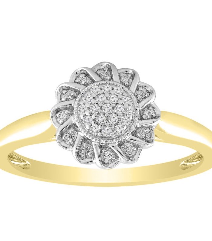 LADIES RING 0.10CT ROUND DIAMOND 10K YELLOW GOLD SIZE 7