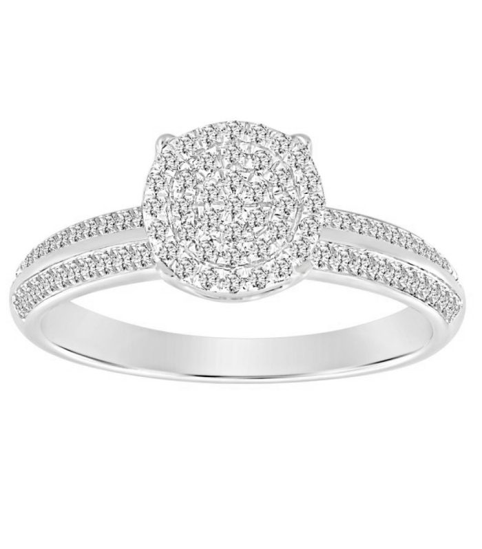 LADIES RING 0.20CT ROUND DIAMOND 10K WHITE GOLD SIZE 7