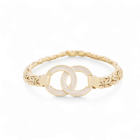 10K Yellow Gold Byzantine Women's Bracelet with CC and Cz / Size: 7.5" / Weight: 10.8 GR / P10S-117