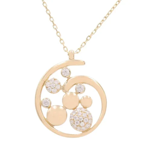 14K Yellow Gold Necklace With Fashion Pendant / Size: 16"" / Weight: 3.3GR / Stone: Cz / CCNK4FS-5