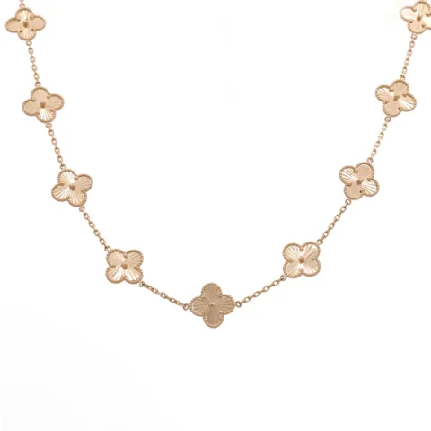 14K Yellow Gold Eleven Clovers Women's Necklace / Size: 17" 14MM / Weight: 13.9 GR / DONK4CLV-4