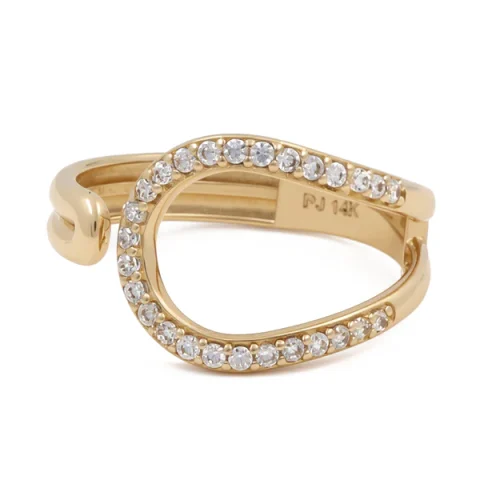 14K Yellow Gold Fashion Women's Ring with White Cz / Size: 8 / Weight: 2 GR / DQWR4FS-45