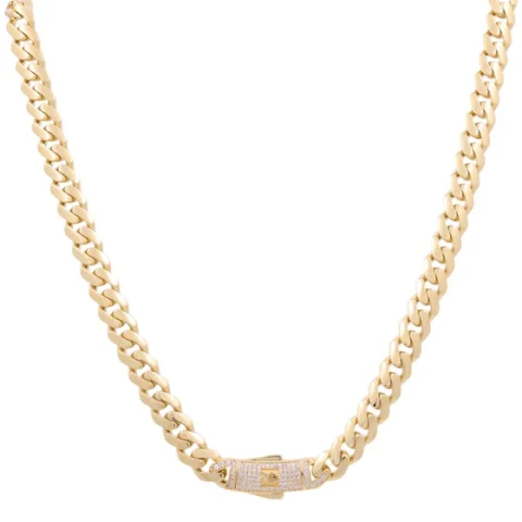 10K Yellow Gold Monaco Semisolid Chain / Stone: Cz / Size: 9mm 16" / Weight: 22.2GR / COCH0MON9-16