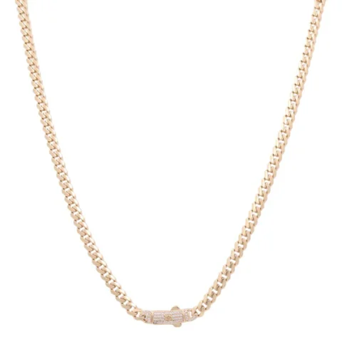 14K Yellow Gold Semisolid Monaco Chain / Size: 5mm 24" / Stone: Cz / Weight: 26.5gr / DOCH4MON5-24
