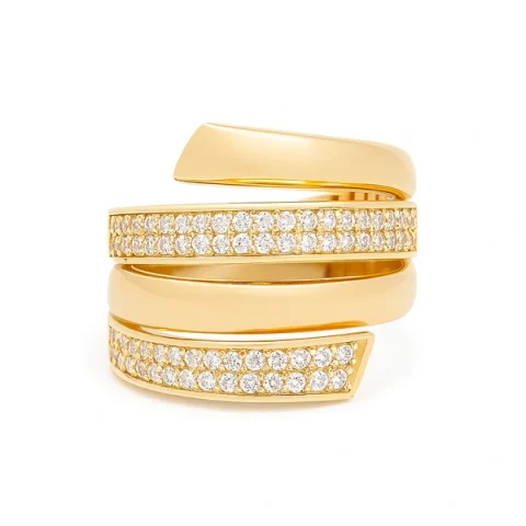 14K Yellow Gold Fashion Women's Ring with White Stones / Size: 8.5 / Weight: 5.8 GR / DQWR4FS-54