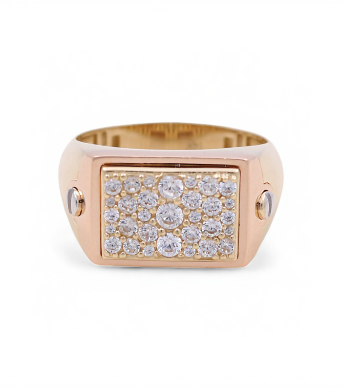 14K Yellow, White and Rose Gold Fashion Men's Ring / Size: 10.5 / Weight: 5.2 GR / DQMR3T4FS