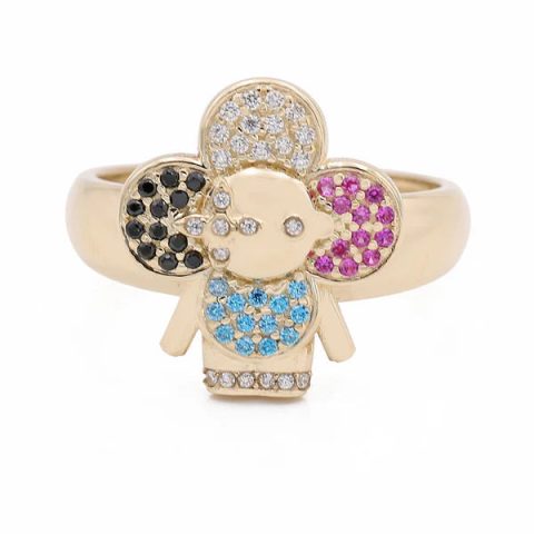 14K Yellow Gold Fashion LV Women's Ring / Weight: 5.5 GR / Stone: Cz / Size: 7.5 / CCWR4LV