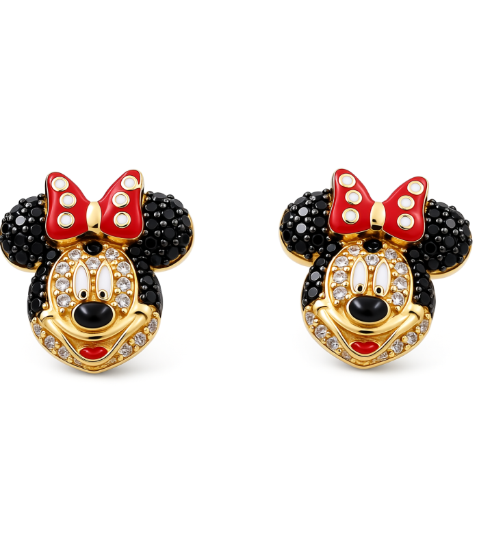 10K Yellow Gold Minnie's Stud Earrings with Cz / Weight: 2.6 GR / P26C-3