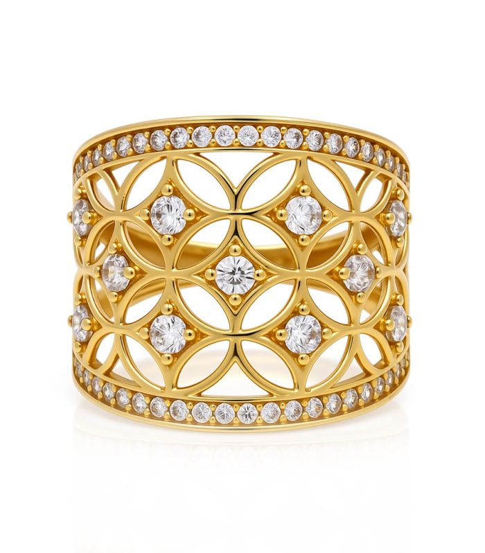 10K Yellow Gold Fashion Women's Ring with Cz / Size: 7.5 / Weight: 3.9 GR / Y23-152