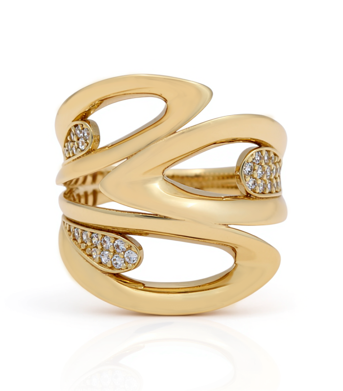 10K Yellow Gold Fashion Women's Ring with Cz / Size: 7.5 / Weight: 3.8 GR / Y25-292