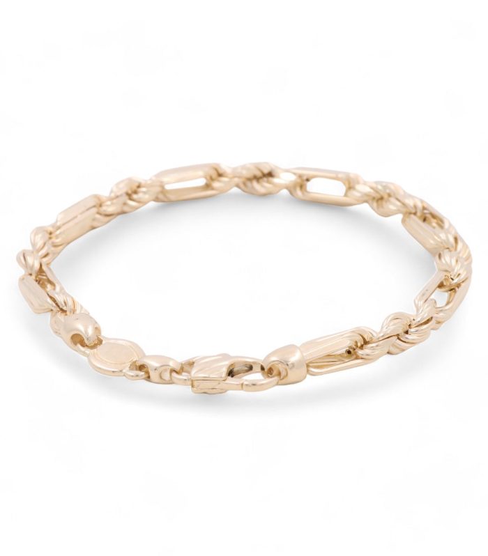 14K Yellow Gold Solid Figaro Rope Bracelet / Size: 5.5mm 8” / Weight: 17.7 GR / CSMB4FP5.5-8