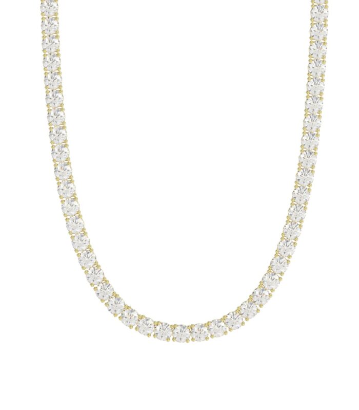 14K YELLOW GOLD 9 1/2CT 16" ROUND DIAMOND LADIES TENNIS NECKLACE