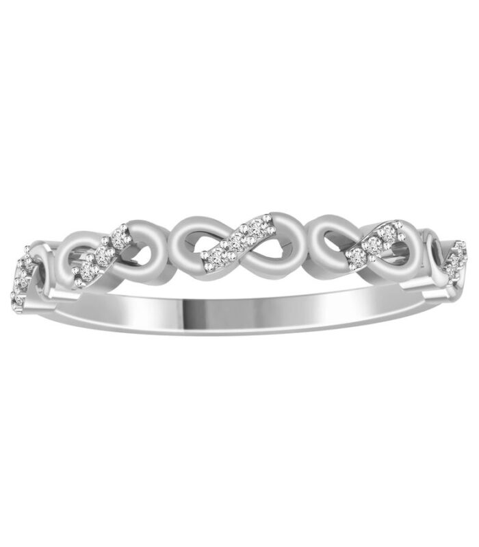LADIES STACKABLE BAND 0.05CT ROUND DIAMOND 14K WHITE GOLD