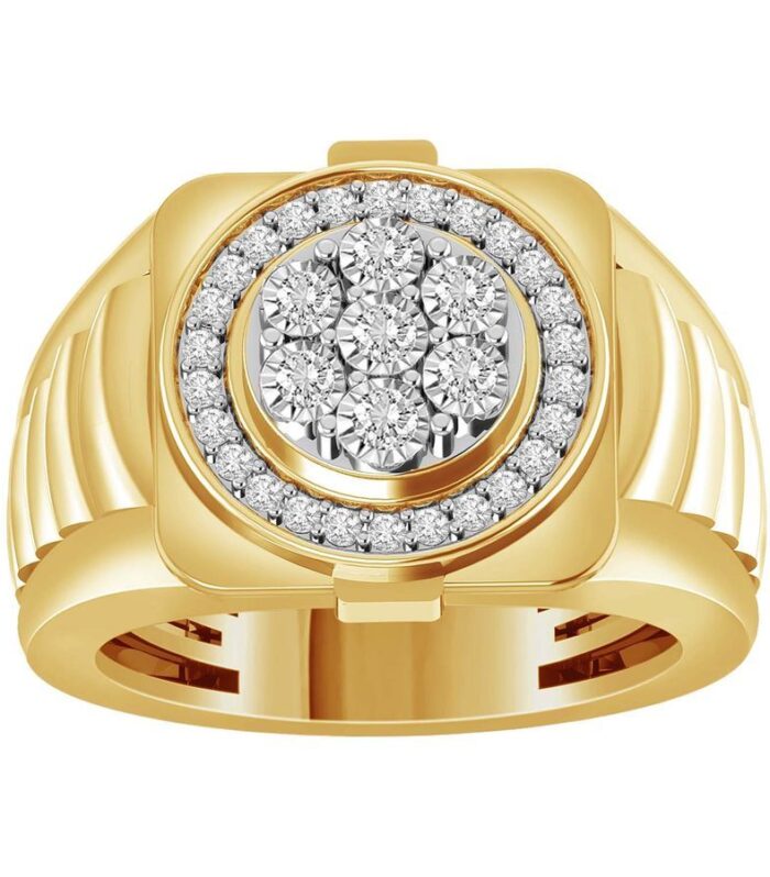 MEN'S RING 0.50CT ROUND DIAMOND 10K YELLOW GOLD
