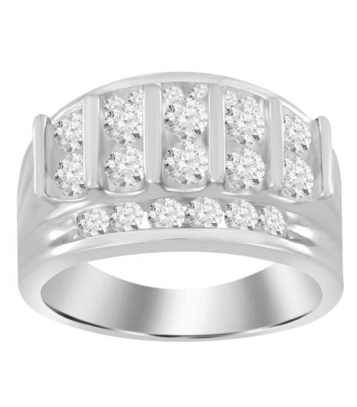 MEN'S BAND 2.00CT ROUND DIAMOND 14K WHITE GOLD