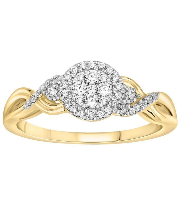 LADIES RING 0.25CT ROUND DIAMOND 10K YELLOW GOLD