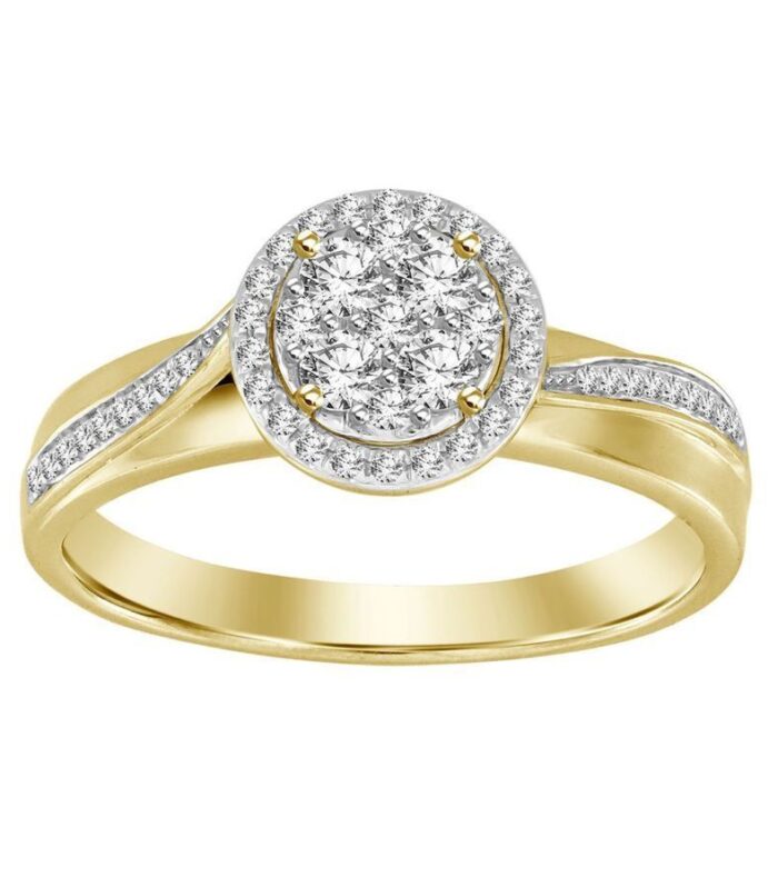 LADIES RING 0.25CT ROUND DIAMOND 10K YELLOW GOLD