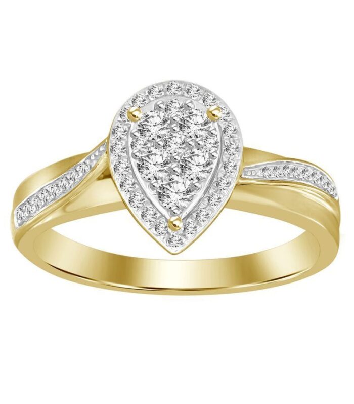 LADIES RING 0.25CT ROUND DIAMOND 10K YELLOW GOLD
