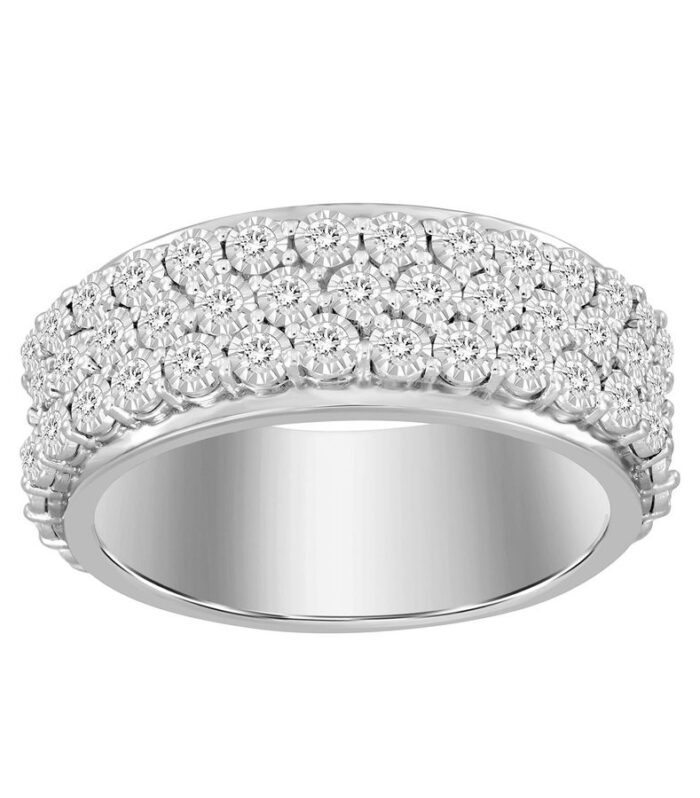 MEN'S BAND 1.00CT ROUND DIAMOND 10K WHITE GOLD