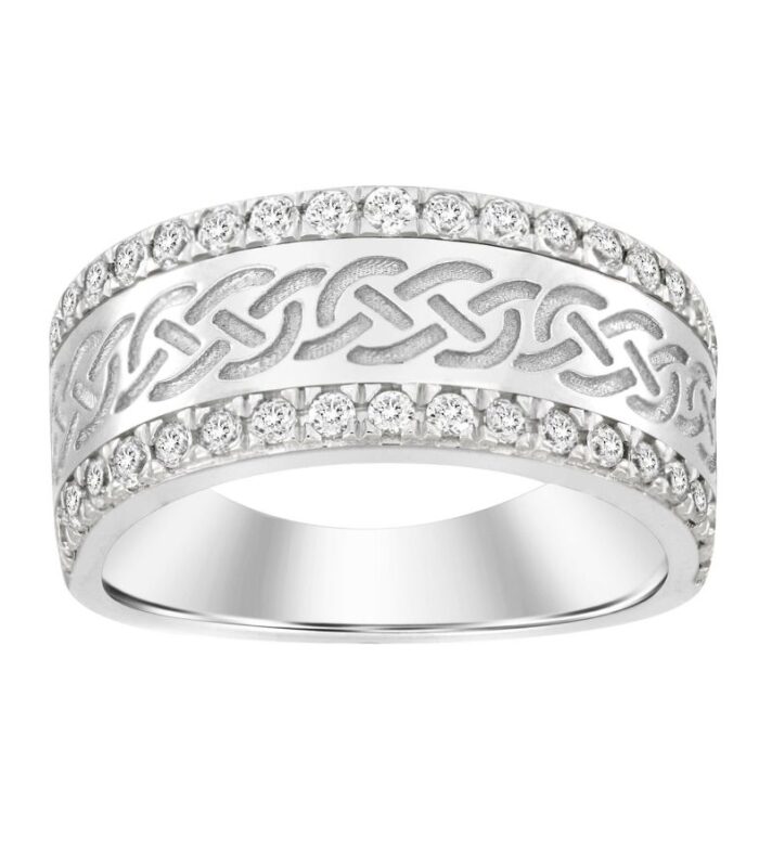 MEN'S BAND 1.00CT ROUND DIAMOND 14K WHITE GOLD (SI QUALITY)