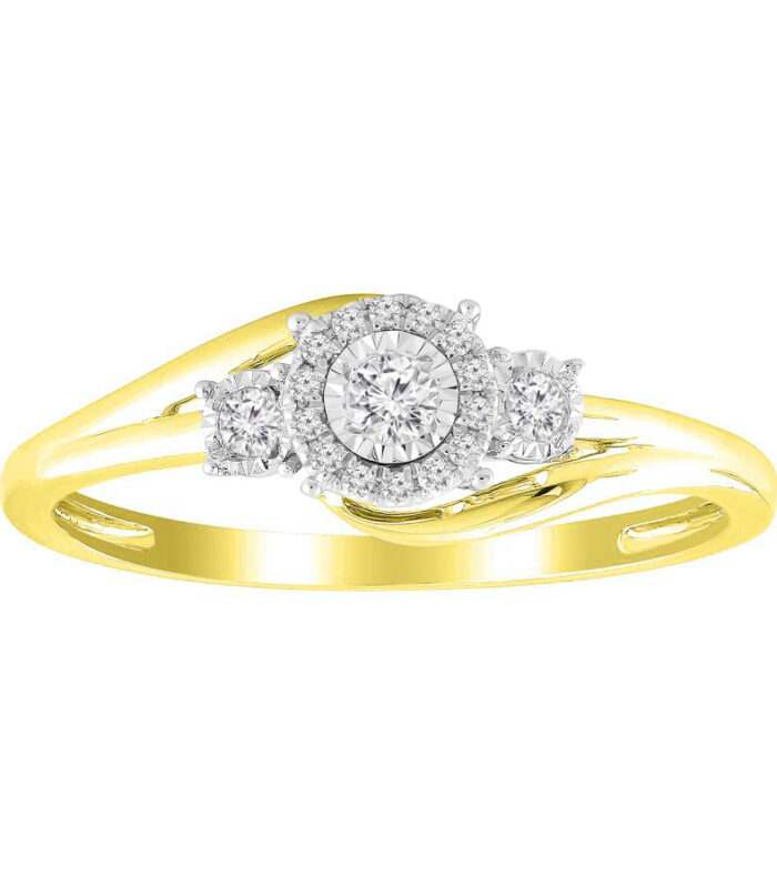 LADIES RING 0.15CT ROUND DIAMOND 10K YELLOW GOLD
