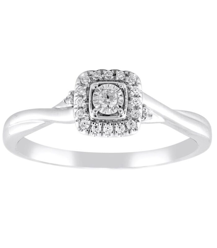 LADIES RING 0.10CT ROUND DIAMOND 10K WHITE GOLD
