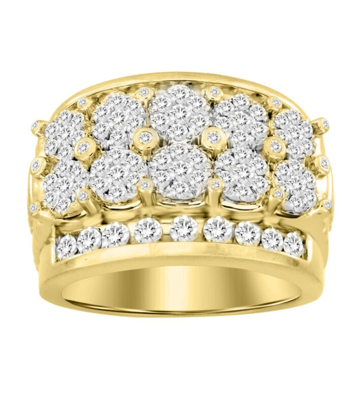 MEN'S RING 2.00CT ROUND DIAMOND 10K YELLOW GOLD