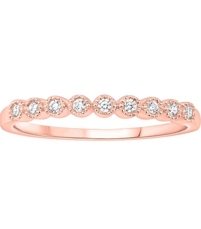 LADIES STACKABLE BAND 0.11CT ROUND DIAMOND 10K ROSE GOLD