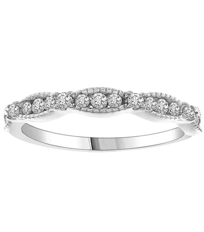 LADIES STACKABLE BAND 0.25CT ROUND DIAMOND 10K WHITE GOLD