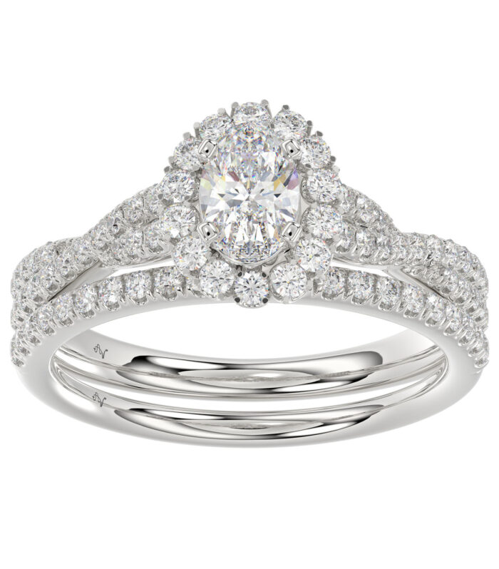 LADIES BRIDAL SET 1.10CT ROUND DIAMOND 14K WHITE GOLD (SI QUALITY)