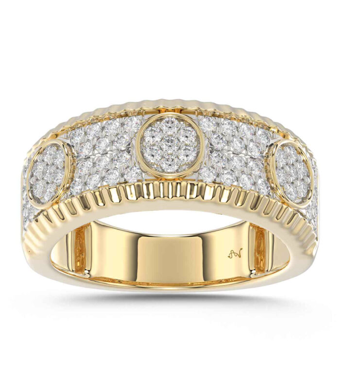 MEN'S RING 0.75CT ROUND DIAMOND 10K YELLOW GOLD