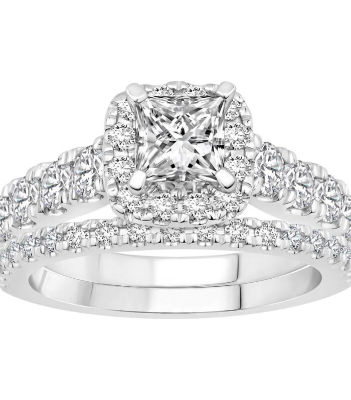 LADIES BRIDAL SET 2.30CT ROUND DIAMOND 14K WHITE GOLD (SI QUALITY) (CENTER STONE 0.75CT ROUND DIAMOND)