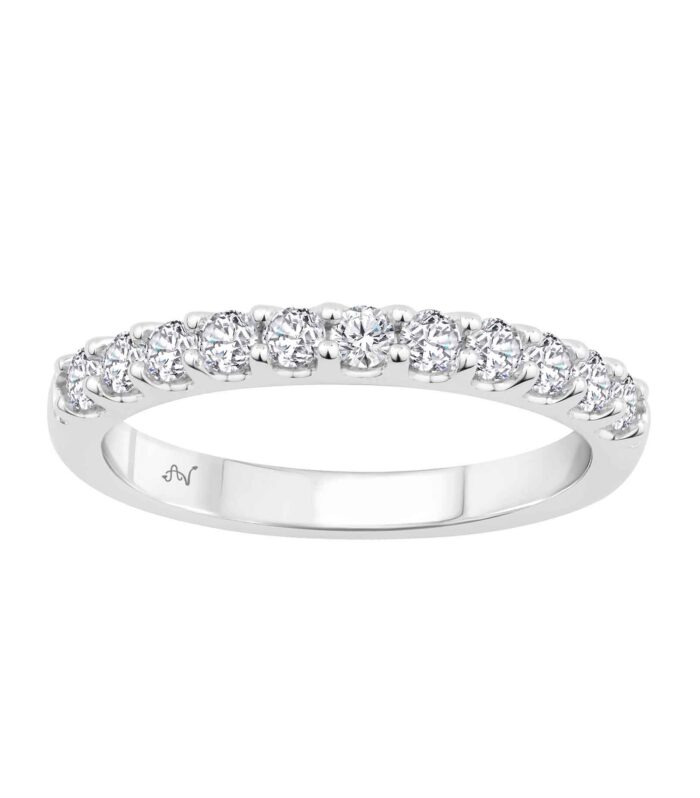 LADIES BAND 0.50CT ROUND DIAMOND 14K WHITE GOLD (SI QUALITY)