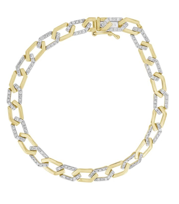 LADIES BRACELET 1.00CT ROUND DIAMOND 10K YELLOW GOLD