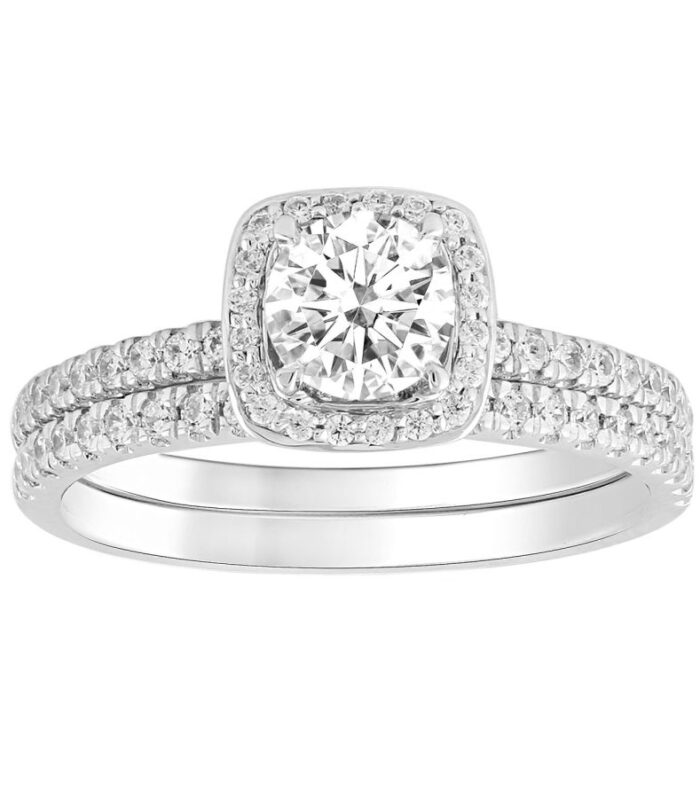 LADIES BRIDAL SET 1.33CT ROUND DIAMOND 14K WHITE GOLD (SI QUALITY) (CENTER STONE 0.75CT ROUND DIAMOND)