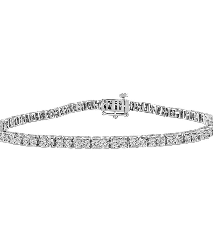 LADIES BRACELET 1.00CT ROUND DIAMOND 14K WHITE GOLD (SI QUALITY)