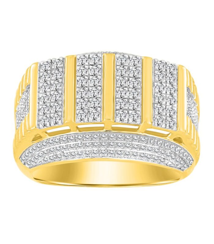 MEN'S RING 1.00CT ROUND DIAMOND 10K YELLOW GOLD