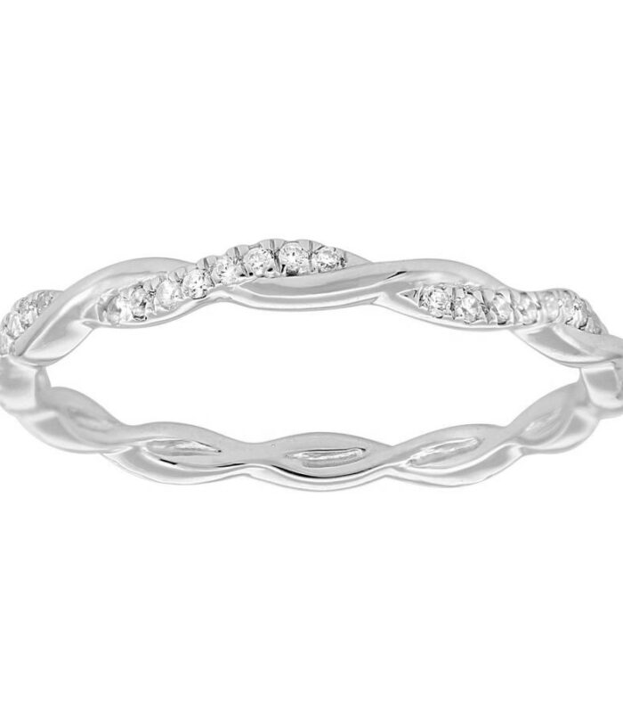 LADIES BAND 0.20CT ROUND DIAMOND 10K WHITE GOLD