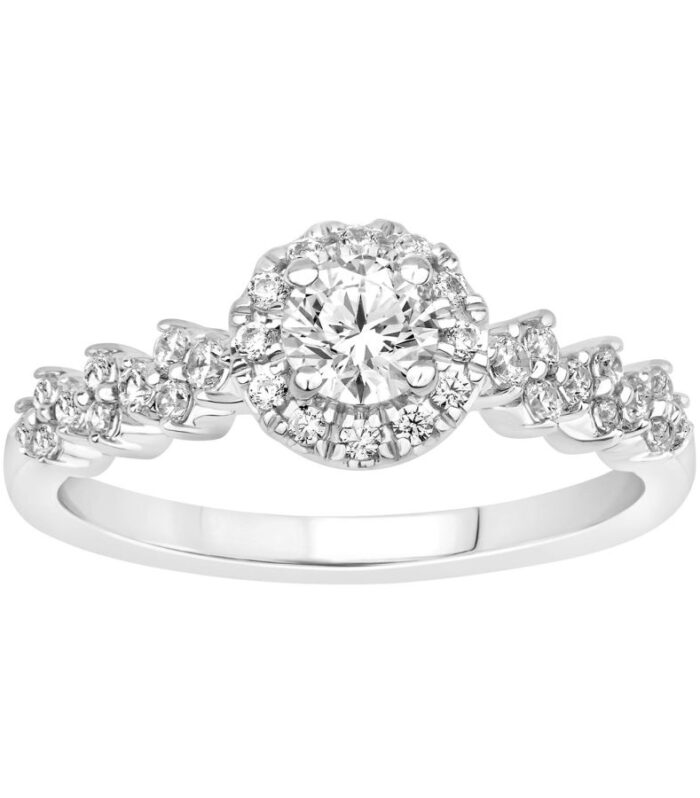 LADIES RING 1.00CT ROUND DIAMOND 14K WHITE GOLD (SI QUALITY) (CENTER STONE 0.75CT ROUND DIAMOND)