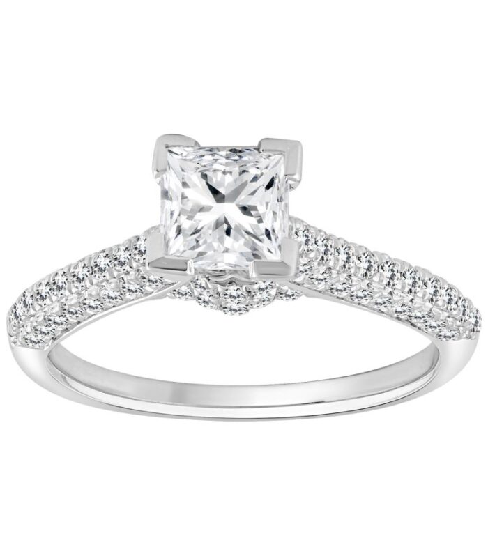 LADIES SEMI MOUNT RING 0.50CT ROUND DIAMOND 14K WHITE GOLD