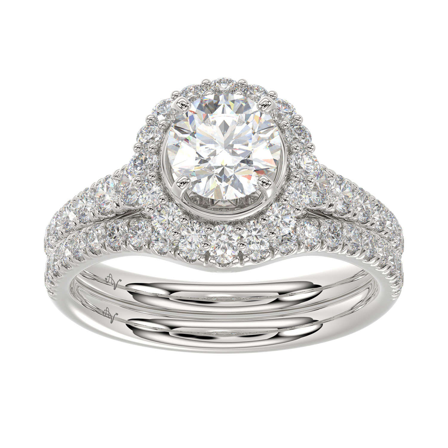 LADIES SEMI MOUNT BRIDAL SET 1.00CT ROUND DIAMOND 14K WHITE GOLD (SI QUALITY) (CENTER STONE 1.00CT ROUND DIAMOND)