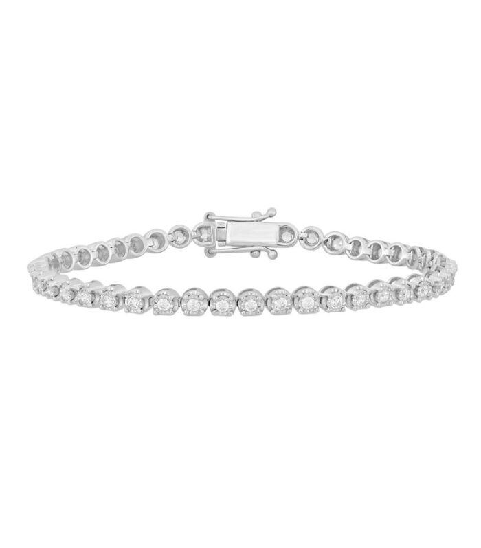 LADIES BRACELET 2.00CT ROUND DIAMOND 14K WHITE GOLD