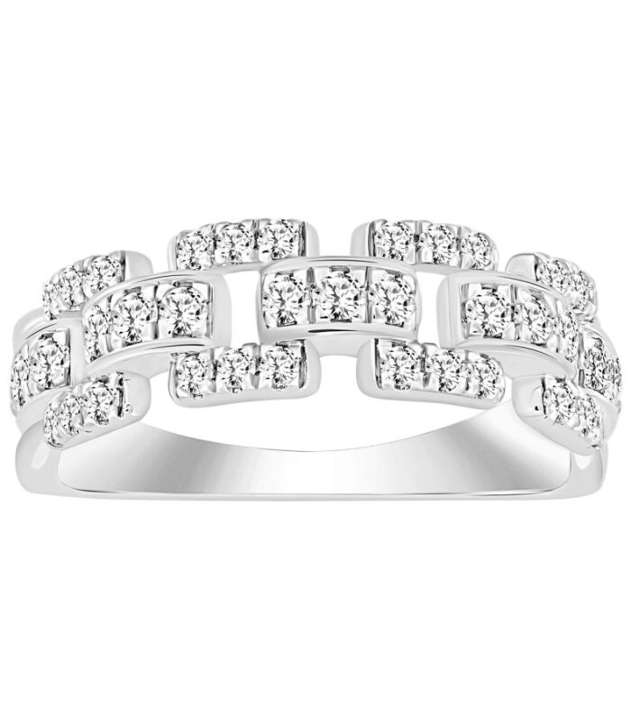 LADIES BAND 0.50CT ROUND DIAMOND 10K WHITE GOLD