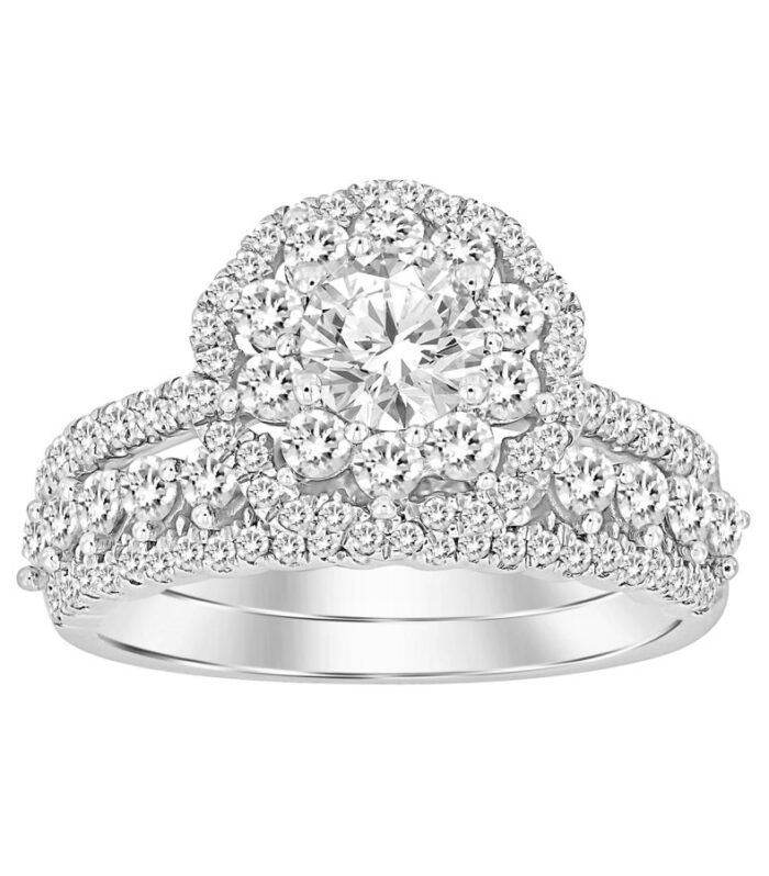 LADIES BRIDAL SET 1.75CT ROUND DIAMOND 14K WHITE GOLD (SI QUALITY)