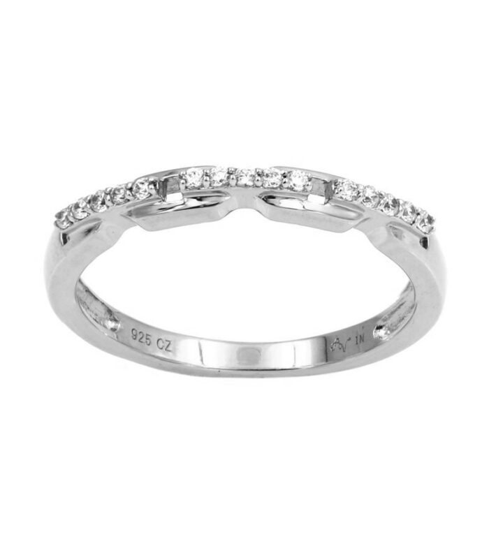 LADIES BAND 0.10CT ROUND DIAMOND 10K WHITE GOLD