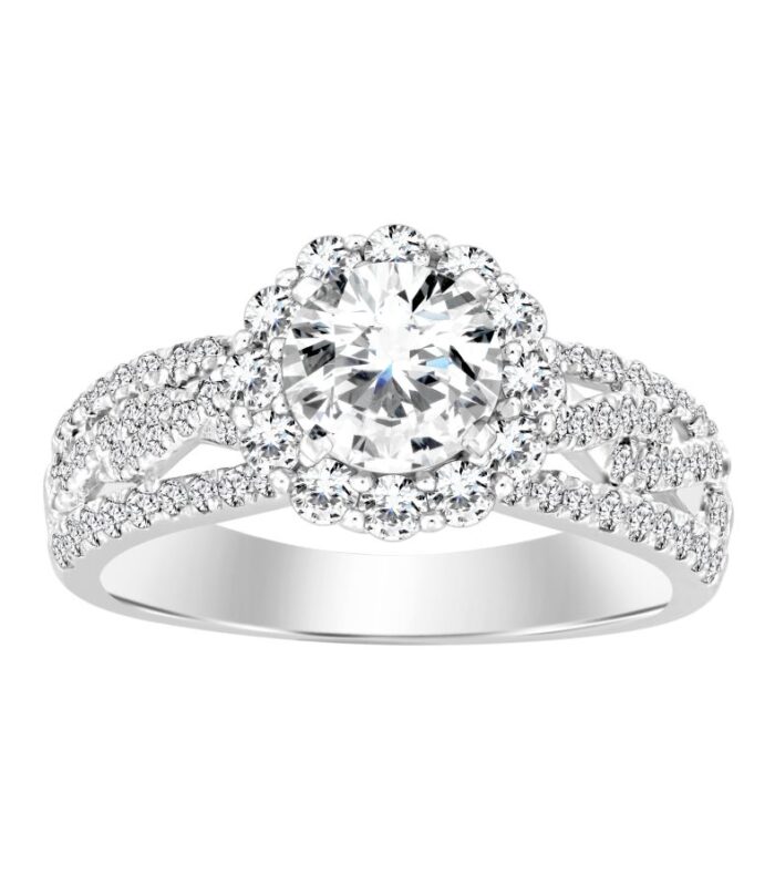LADIES SEMI MOUNT RING 0.75CT ROUND DIAMOND 14K WHITE GOLD